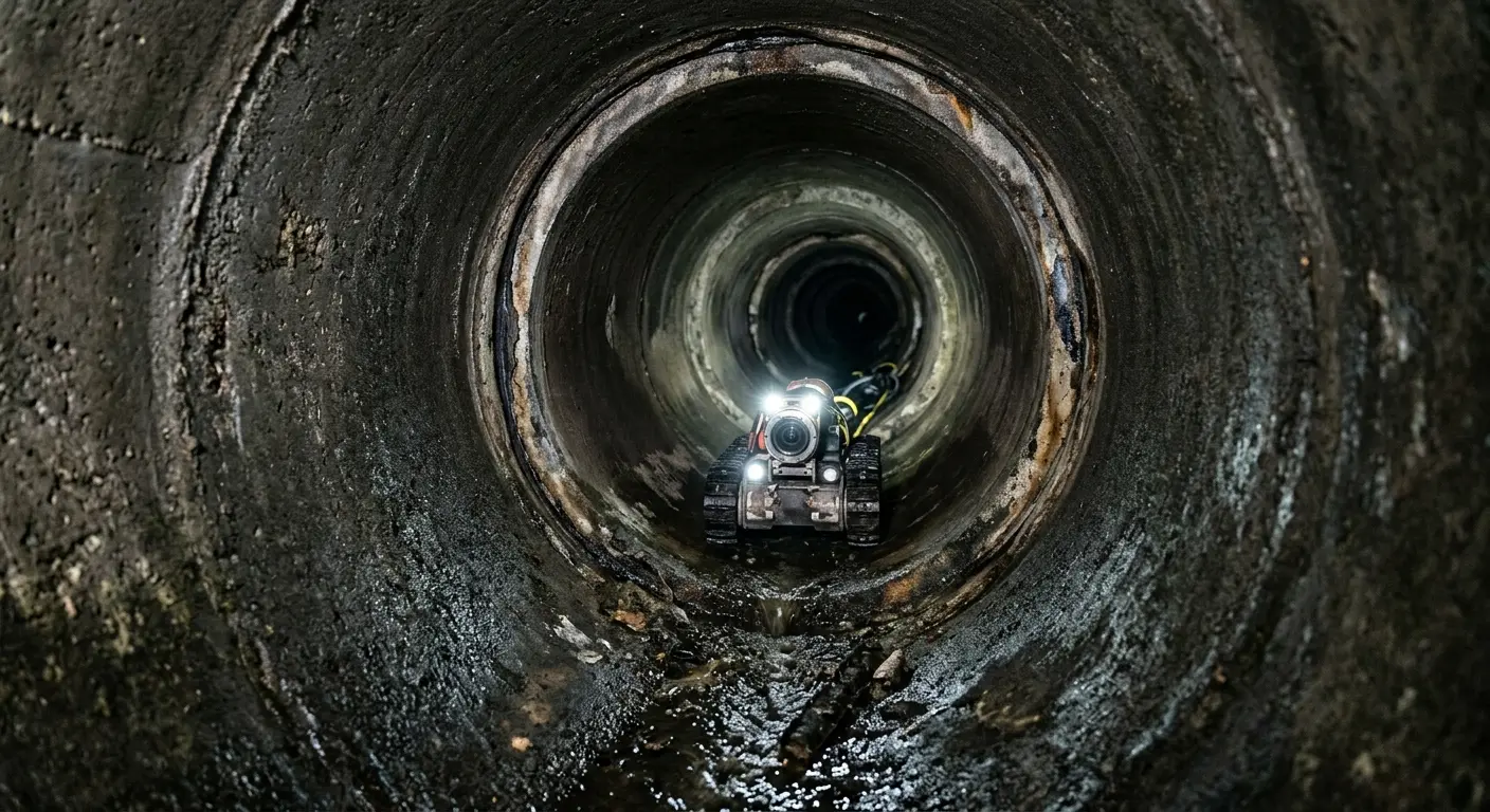 Robotic sewer camera inspecting pipe interior for Sewer Line Repair in Revere